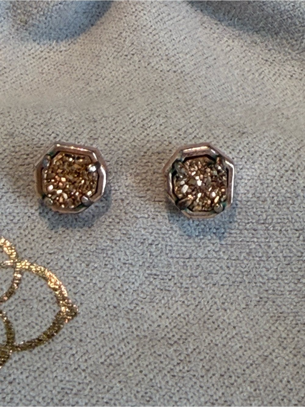 Kendra Scott Gold Crystal Stud Earrings with Branded Pouch